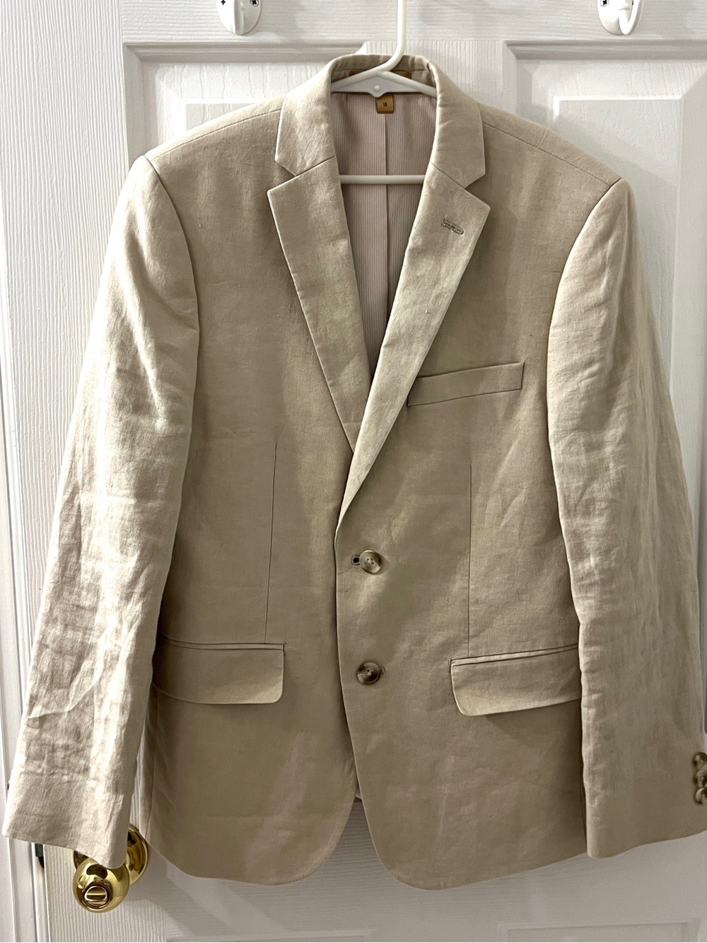 Class Club Boys Beige Linen Blend Two Button Formal Suit Jacket Blazer Size 14